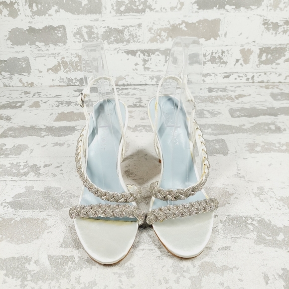 New Nine West Talip Ivory Glass Stone Embellished Heels D487 - Picture 3 of 15